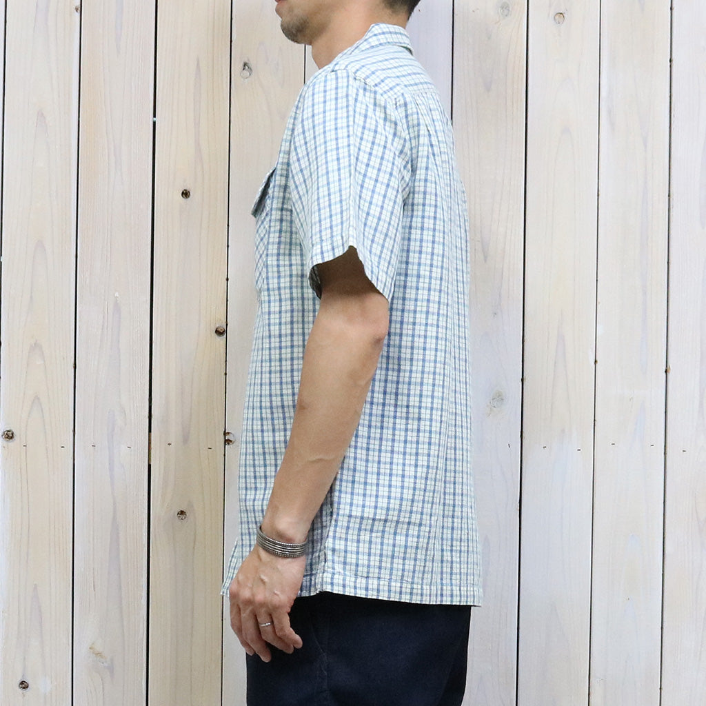 【SALE40%OFF】Double RL『CHECKED COTTON-LINEN CAMP SHIRT』(NAVY)