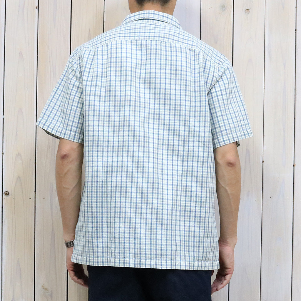 【SALE40%OFF】Double RL『CHECKED COTTON-LINEN CAMP SHIRT』(NAVY)