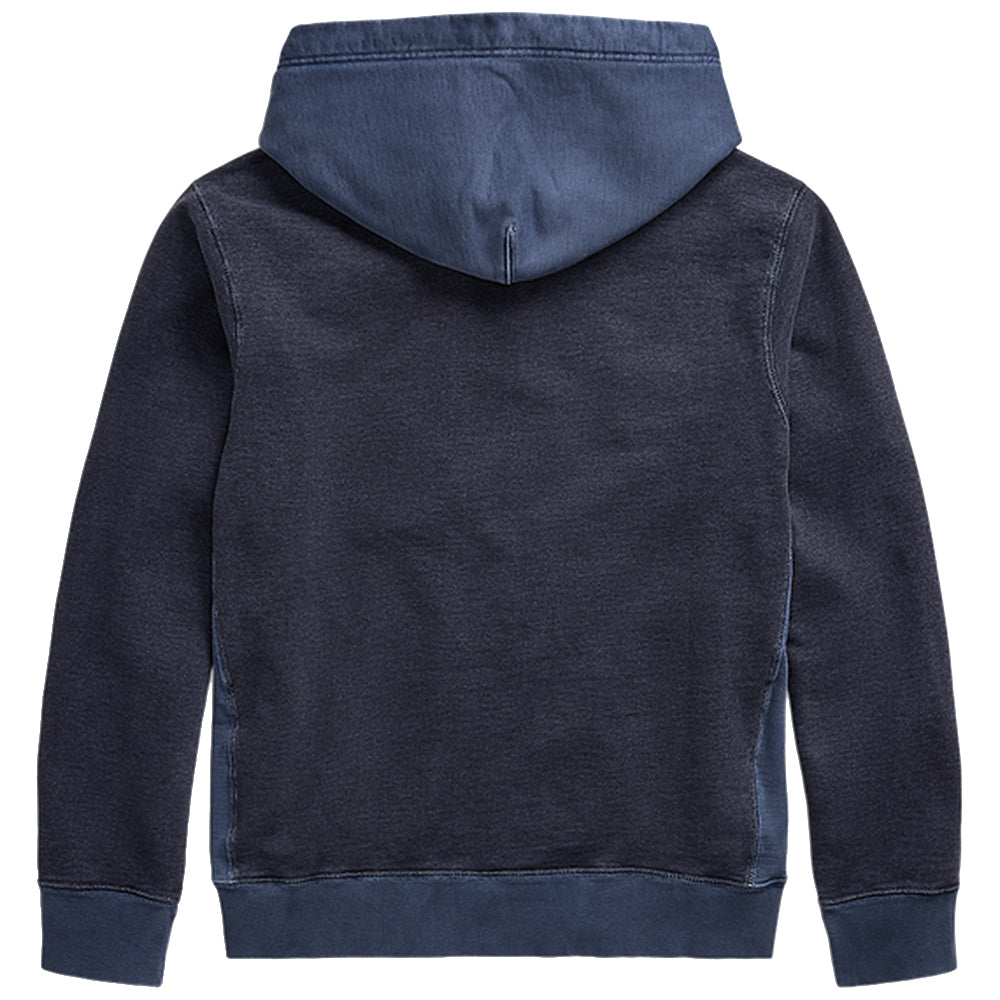 Double RL : GARMENT-DYE FRENCH TERRY HOODIE (NAVY)