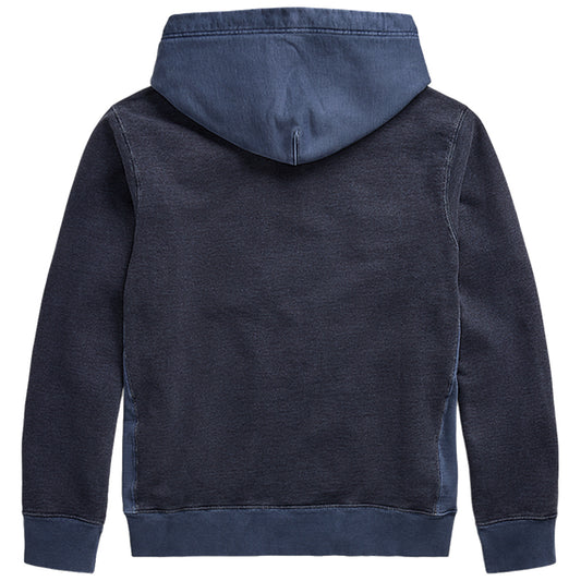 Double RL : GARMENT-DYE FRENCH TERRY HOODIE (NAVY)