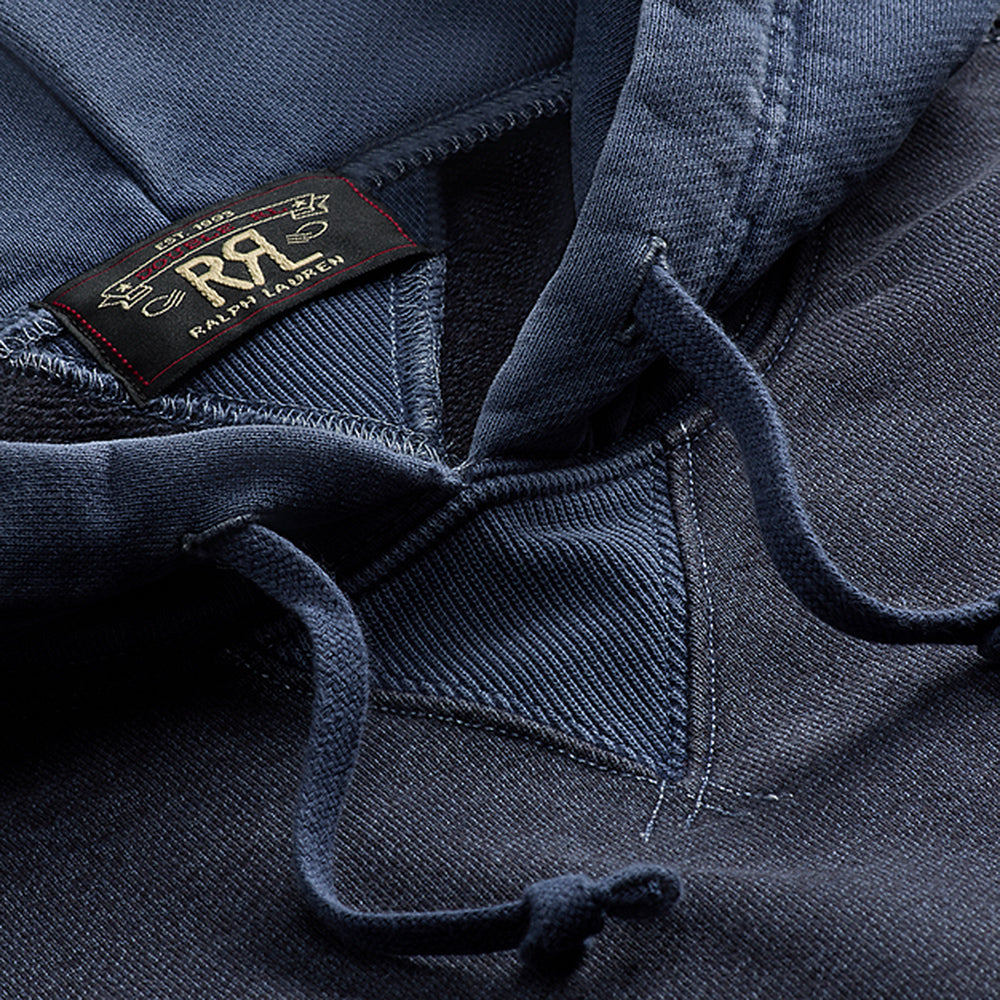 Double RL : GARMENT-DYE FRENCH TERRY HOODIE (NAVY)