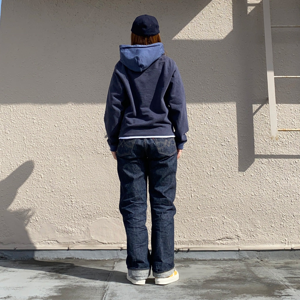 Double RL : GARMENT-DYE FRENCH TERRY HOODIE (NAVY)