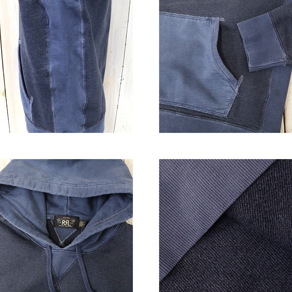 Double RL : GARMENT-DYE FRENCH TERRY HOODIE (NAVY)