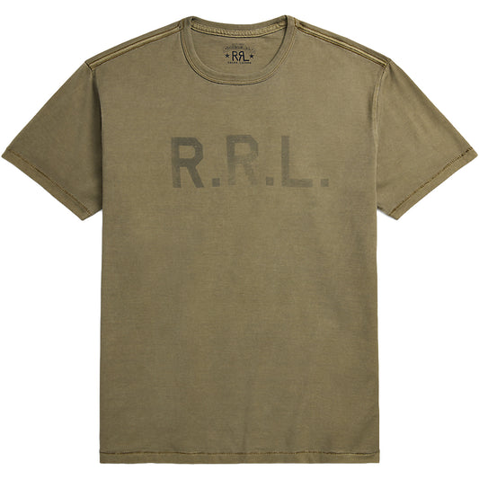 Double RL : GARMENT-DYED LOGO JERSEY T-SHIRT (OLIVE)