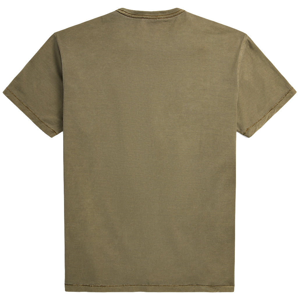 Double RL : GARMENT-DYED LOGO JERSEY T-SHIRT (OLIVE)
