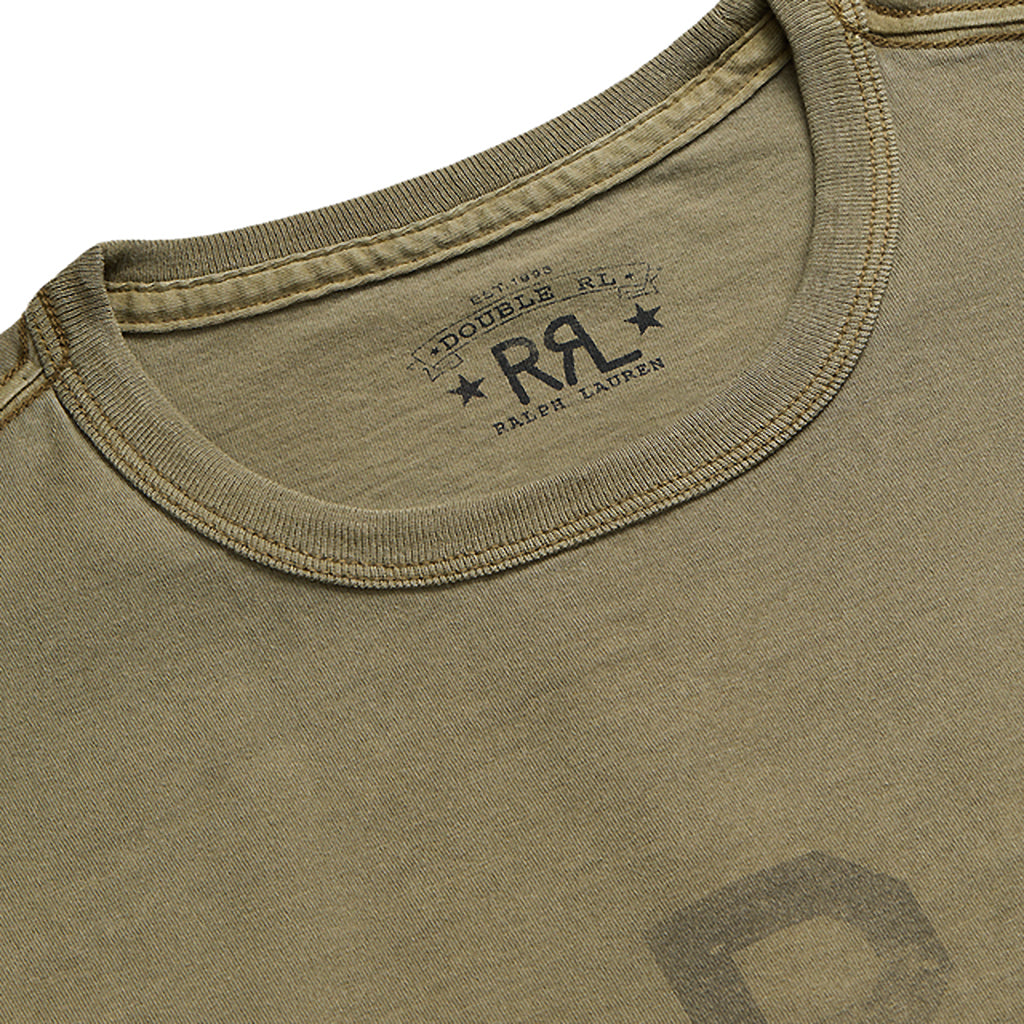 Double RL : GARMENT-DYED LOGO JERSEY T-SHIRT (OLIVE)