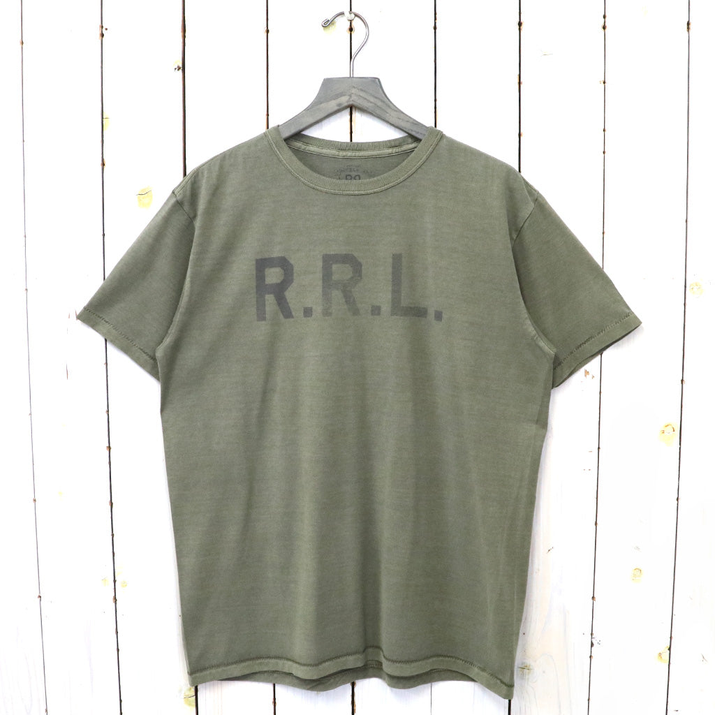 Double RL : GARMENT-DYED LOGO JERSEY T-SHIRT (OLIVE)