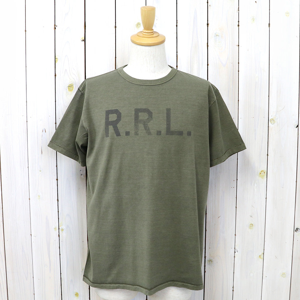 Double RL : GARMENT-DYED LOGO JERSEY T-SHIRT (OLIVE)
