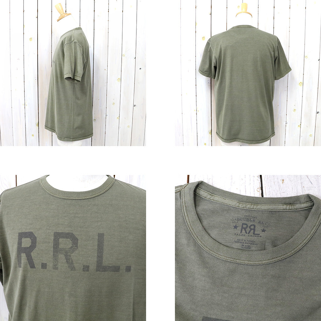 Double RL : GARMENT-DYED LOGO JERSEY T-SHIRT (OLIVE)