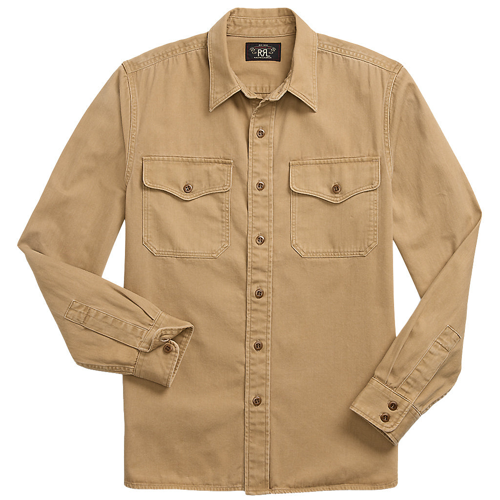 Double RL : TWILL WORKSHIRT (TAN)