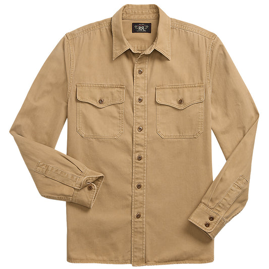 Double RL : TWILL WORKSHIRT (TAN)
