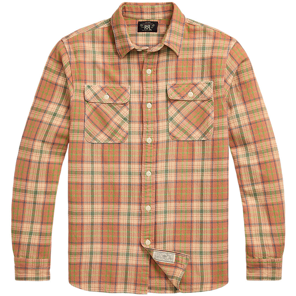 Double RL『PLAID TWILL WORKSHIRT』(ORANGE)