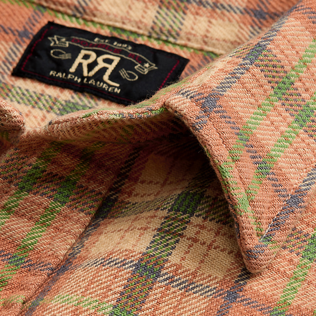 Double RL『PLAID TWILL WORKSHIRT』(ORANGE)