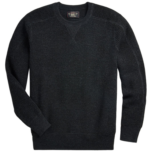 Double RL『WAFFLE-KNIT COTTON-WOOL SWEATER』(BLACK)