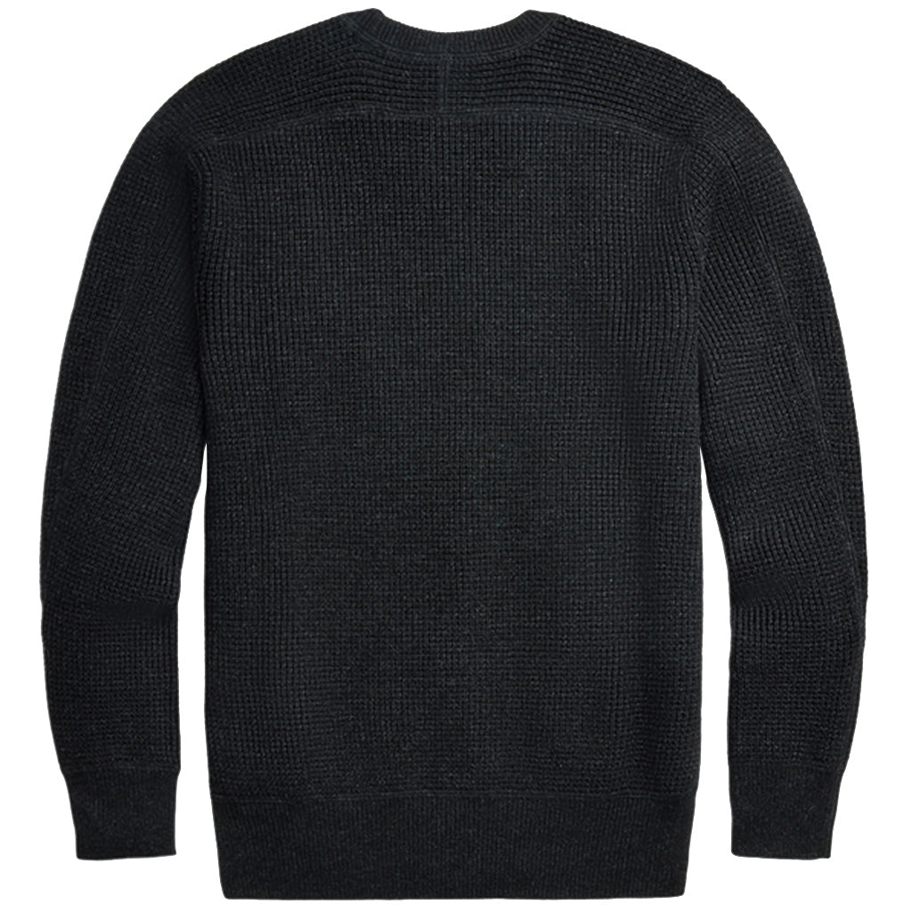 Double RL『WAFFLE-KNIT COTTON-WOOL SWEATER』(BLACK)