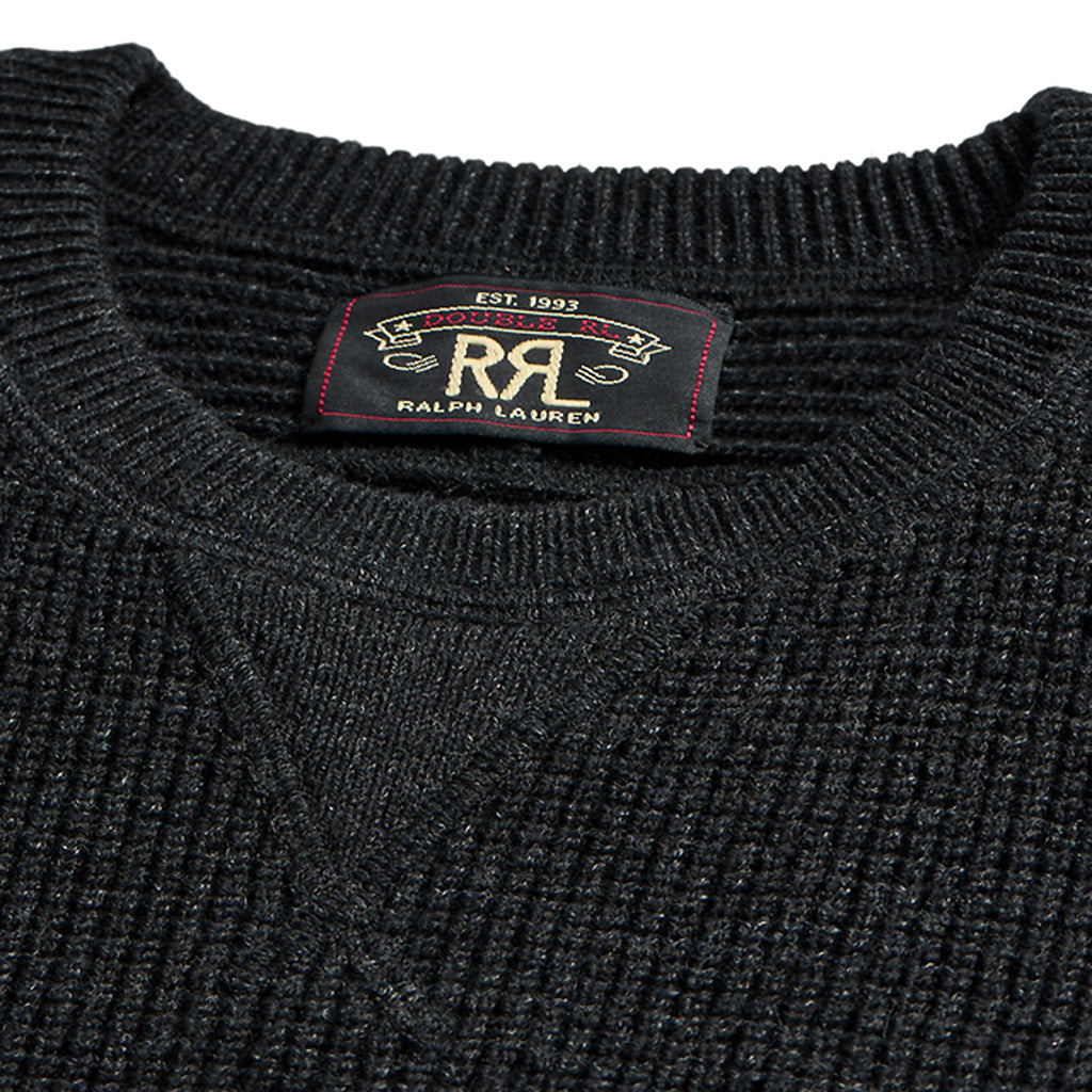 Double RL『WAFFLE-KNIT COTTON-WOOL SWEATER』(BLACK)