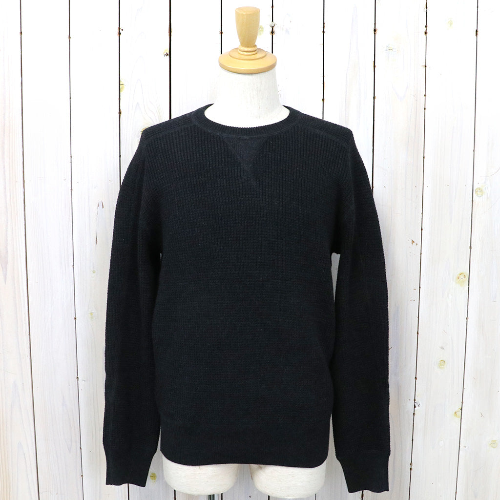 Double RL『WAFFLE-KNIT COTTON-WOOL SWEATER』(BLACK)