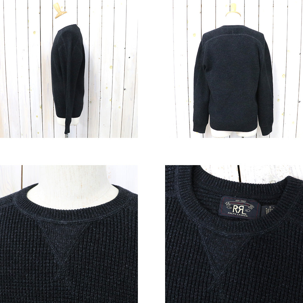 Double RL『WAFFLE-KNIT COTTON-WOOL SWEATER』(BLACK)