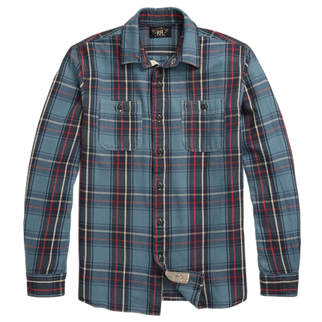 Double RL『PLAID TWILL WORKSHIRT』(BLUE)