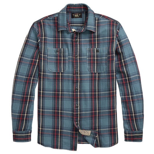 Double RL『PLAID TWILL WORKSHIRT』(BLUE)