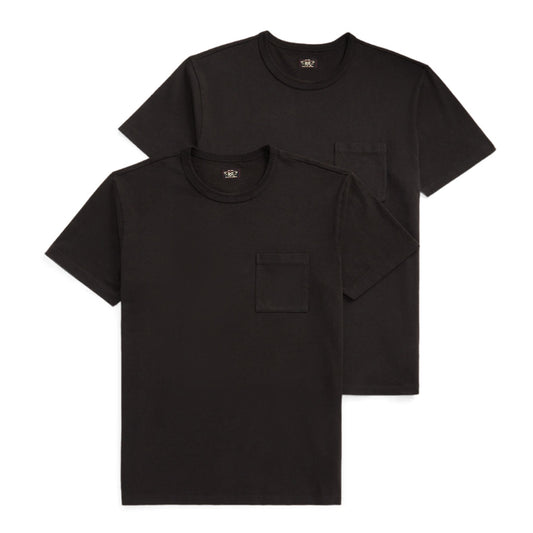 Double RL : GARMENT-DYED POCKET T-SHIRT 2PACK (BLACK)
