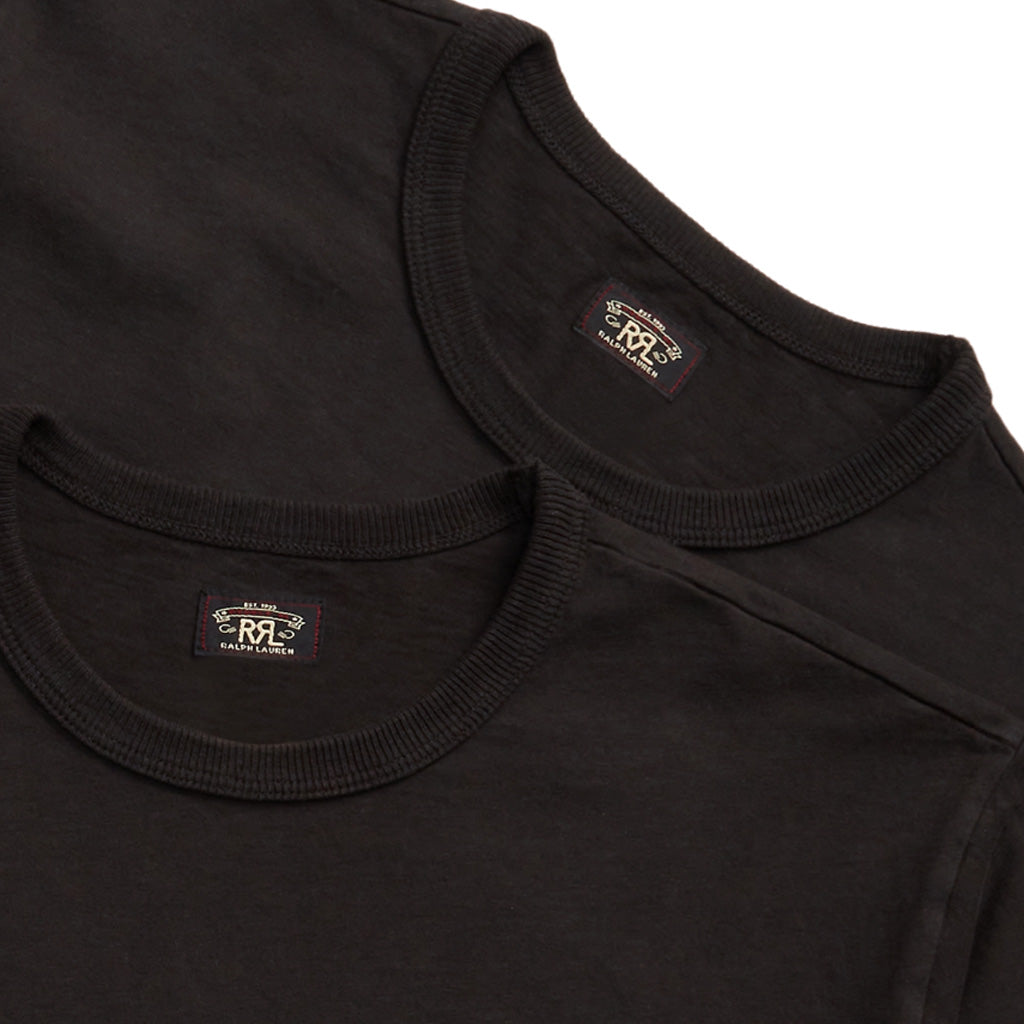 Double RL : GARMENT-DYED POCKET T-SHIRT 2PACK (BLACK)
