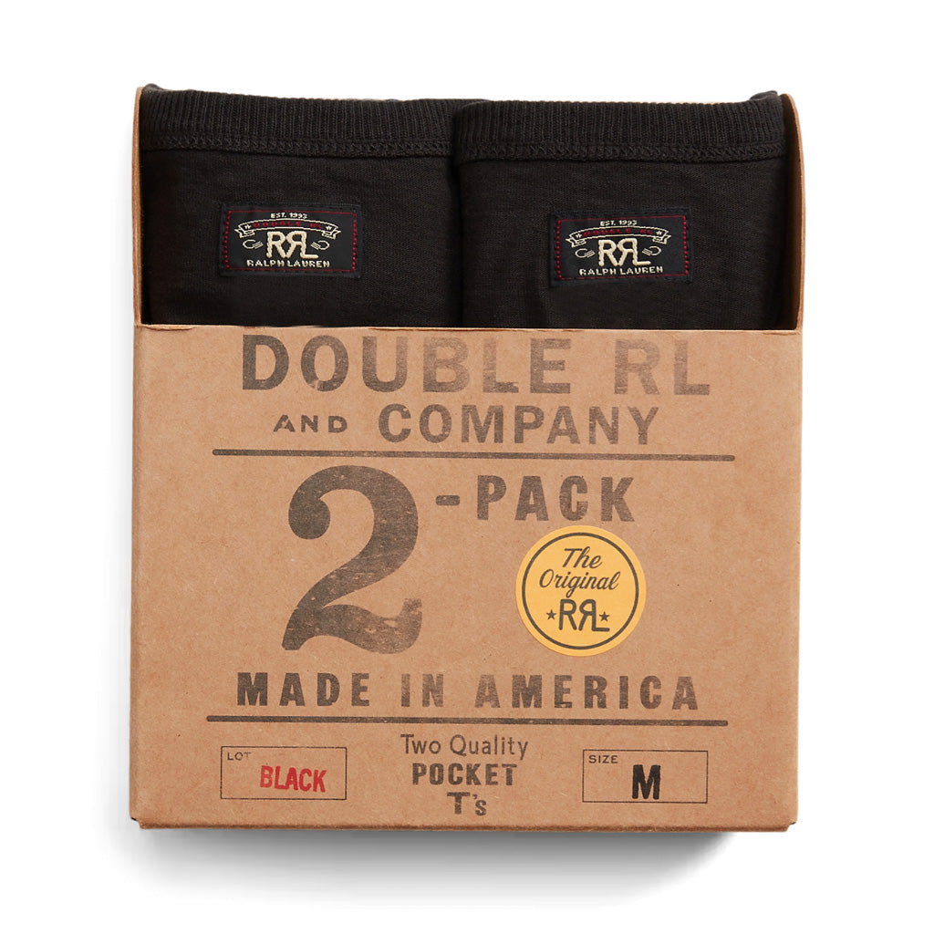 Double RL : GARMENT-DYED POCKET T-SHIRT 2PACK (BLACK)
