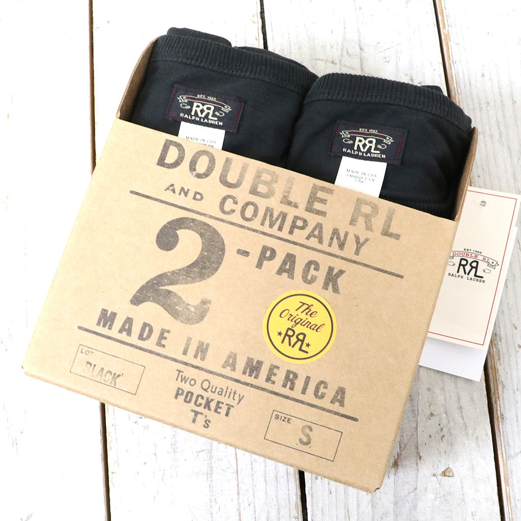 Double RL : GARMENT-DYED POCKET T-SHIRT 2PACK (BLACK)