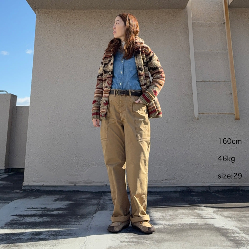 Double RL : HERRINGBONE TWILL CARGO PANT (KHAKI)