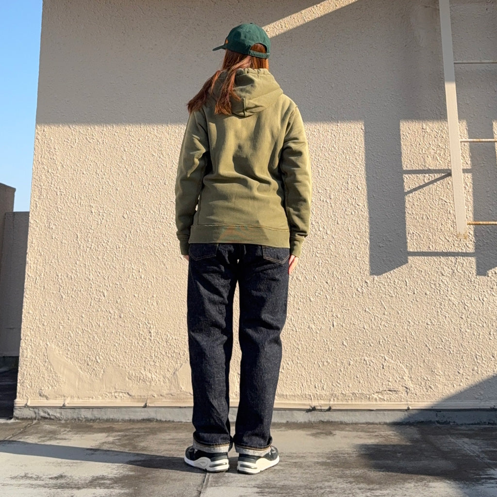 Double RL : GARMENT-DYE FLEECE HOODIE (GREEN)