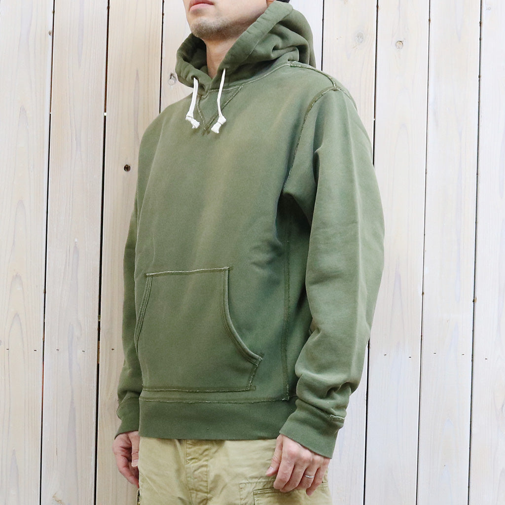 Double RL : GARMENT-DYE FLEECE HOODIE (GREEN)
