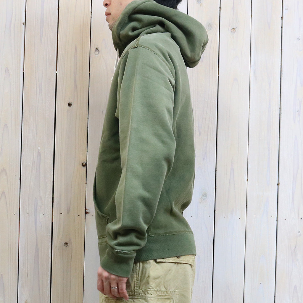 Double RL : GARMENT-DYE FLEECE HOODIE (GREEN)