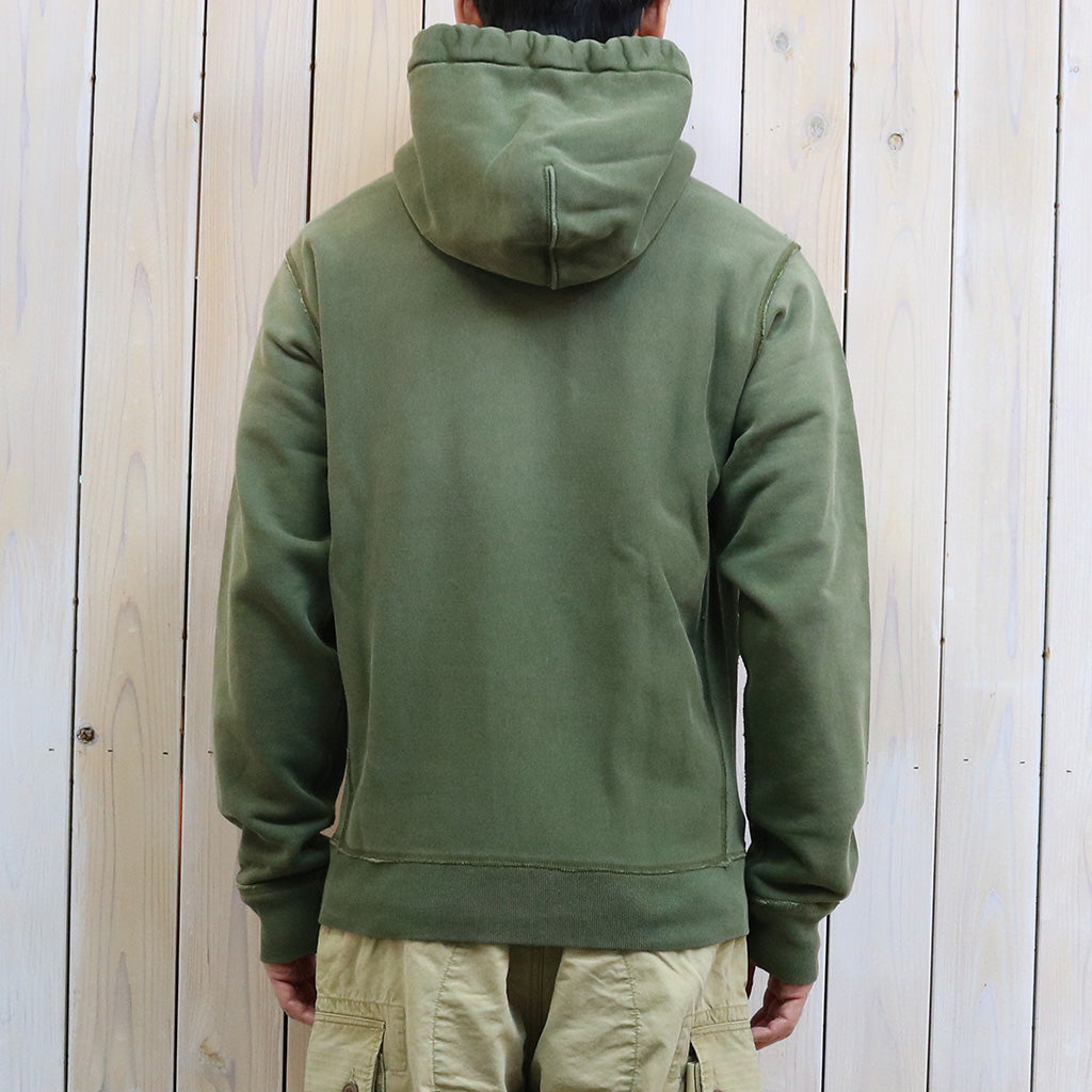 Double RL : GARMENT-DYE FLEECE HOODIE (GREEN)