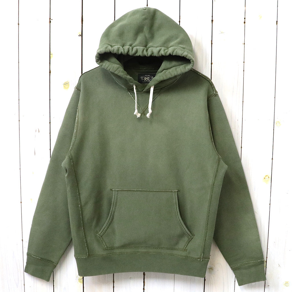 Double RL : GARMENT-DYE FLEECE HOODIE (GREEN)
