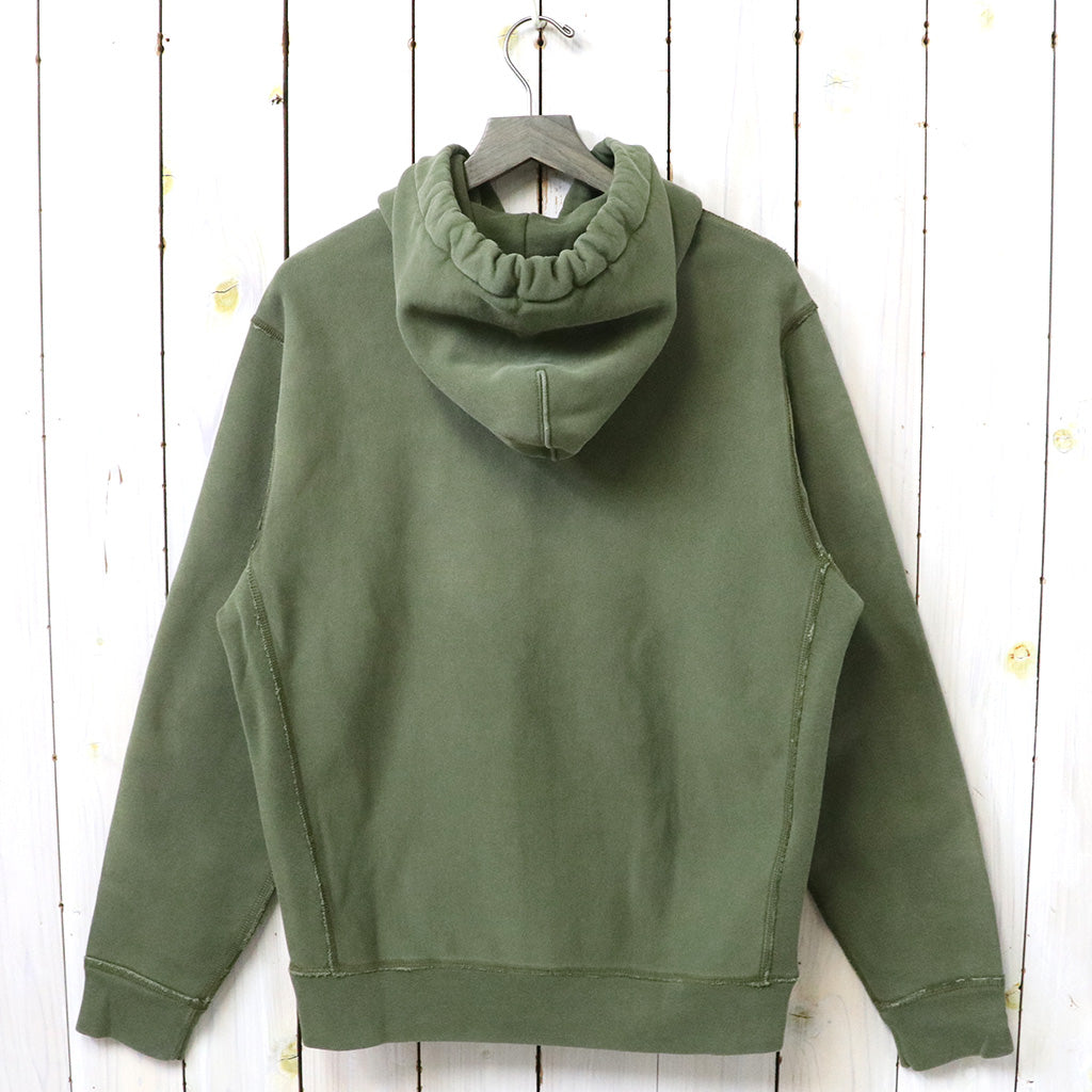 Double RL : GARMENT-DYE FLEECE HOODIE (GREEN)
