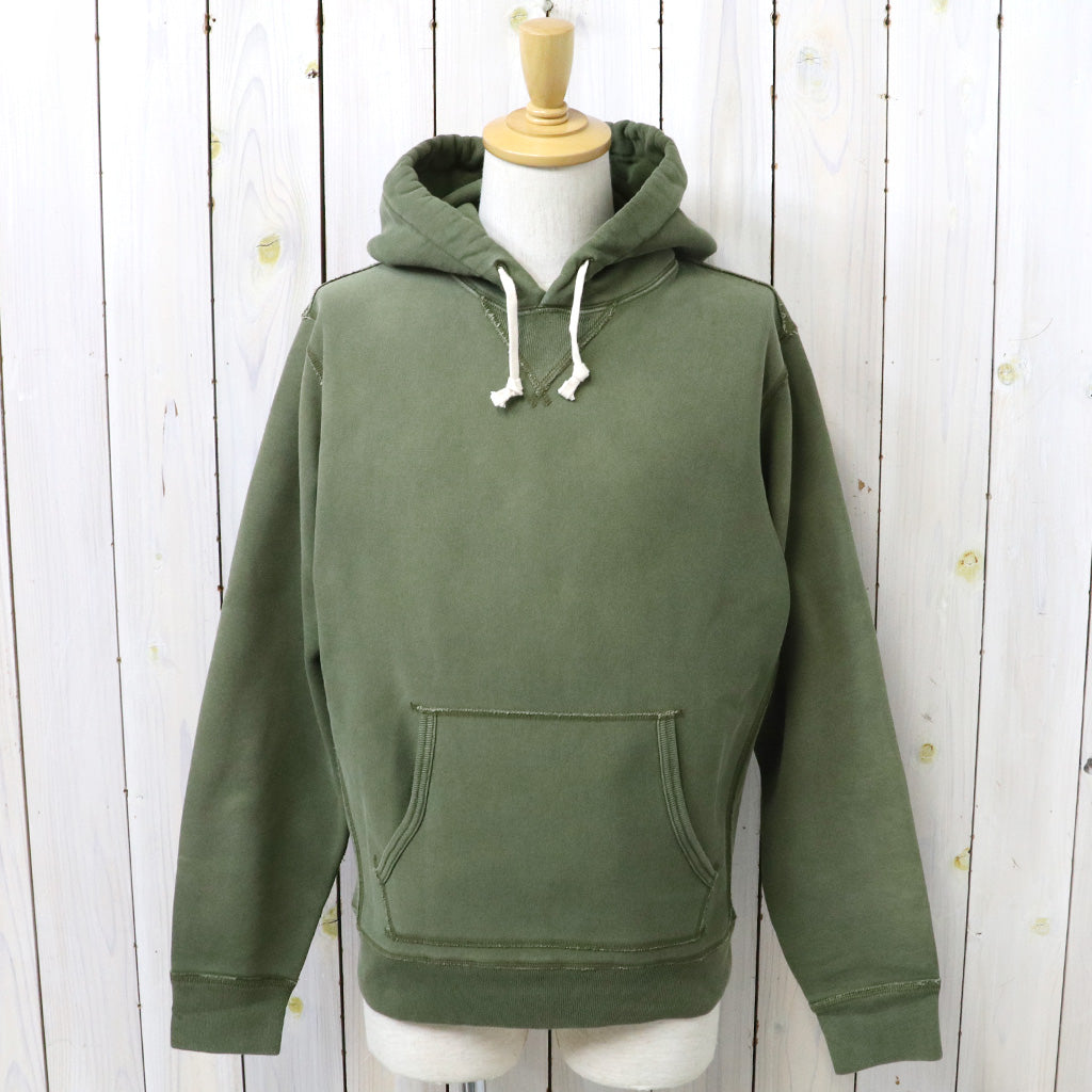 Double RL : GARMENT-DYE FLEECE HOODIE (GREEN)