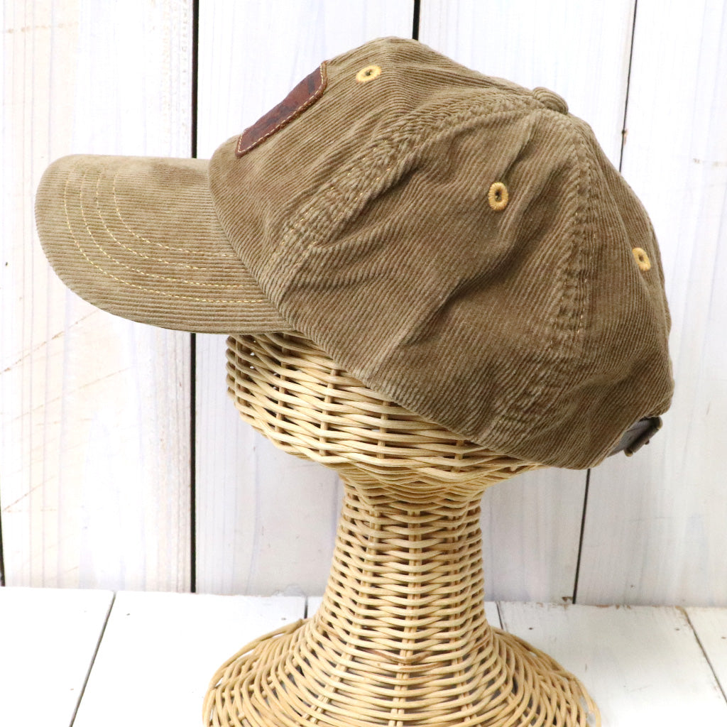 Double RL : LEATHER PATCH CORDUROY TRUCKER CAP (BROWN)