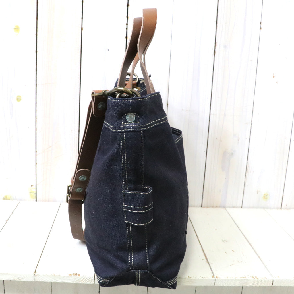 Double RL : LEATHER-TRIM INDIGO DENIM TOTE