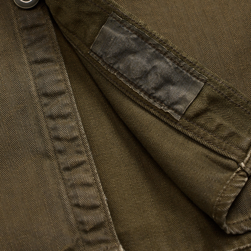 Double RL : GARMENT DYED HERRINGBONE TWILL WORK SHIRT (OLIVE)