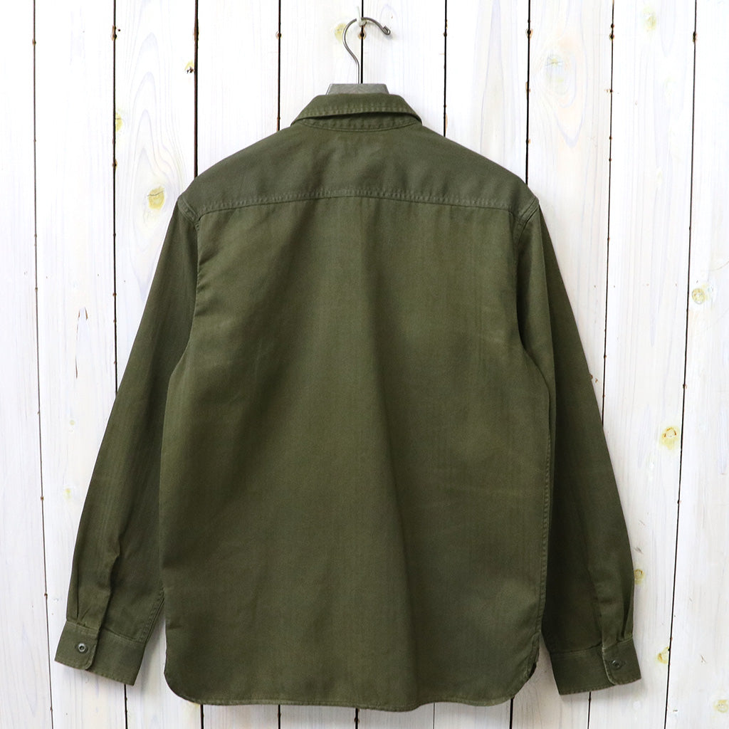 Double RL : GARMENT DYED HERRINGBONE TWILL WORK SHIRT (OLIVE)
