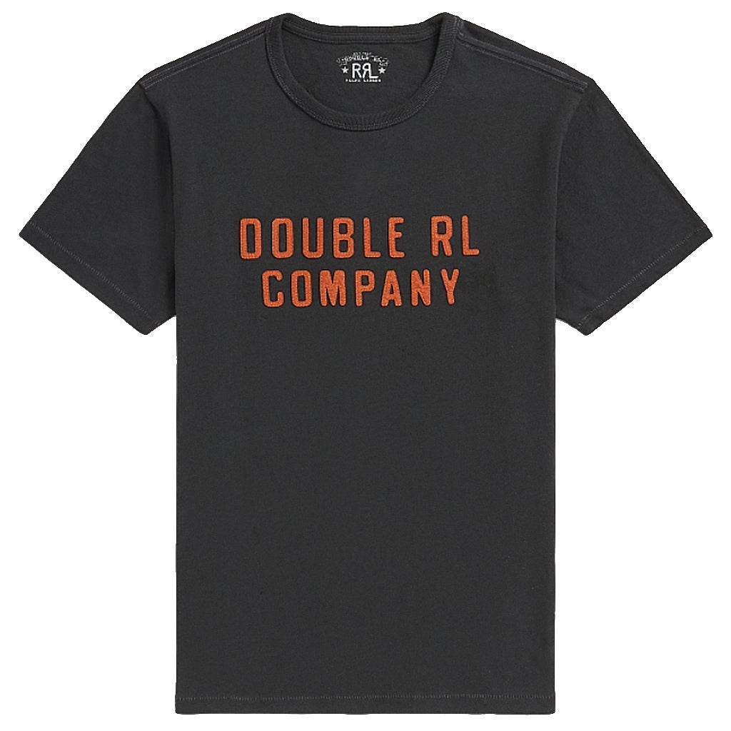 Double RL : LOGO COTTON-HEMP JERSEY T-SHIRT (BLACK)