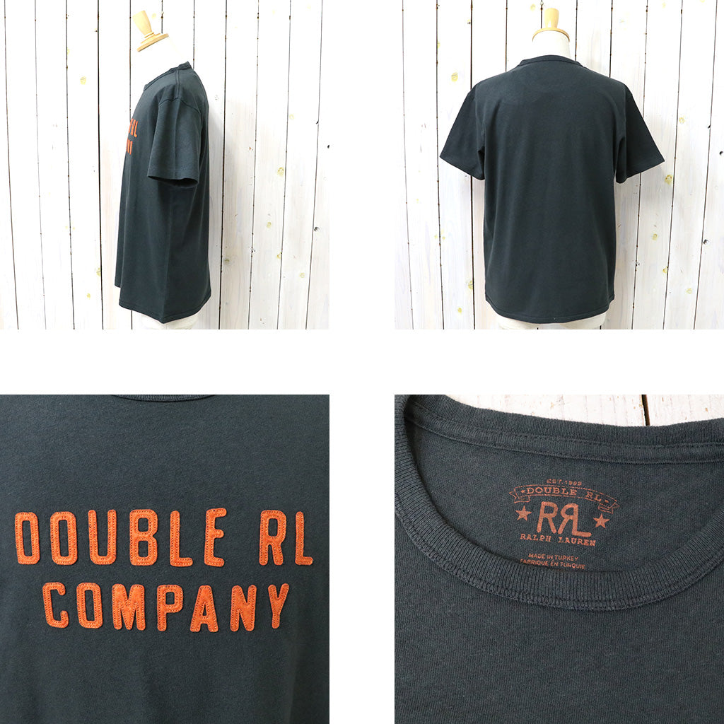Double RL : LOGO COTTON-HEMP JERSEY T-SHIRT (BLACK)