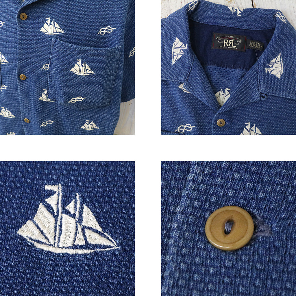 【SALE40%OFF】Double RL : NAUTICAL EMBROIDERED PIQUE CAMP SHIRT