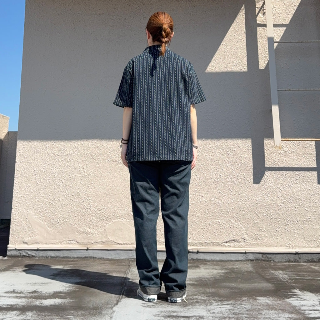 Double RL : INDIGO PRINT JERSEY CAMP SHIRT (NAVY)