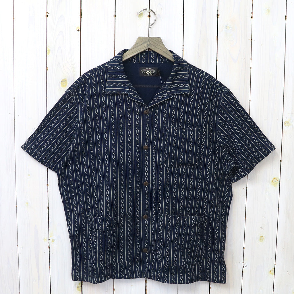 Double RL : INDIGO PRINT JERSEY CAMP SHIRT (NAVY)