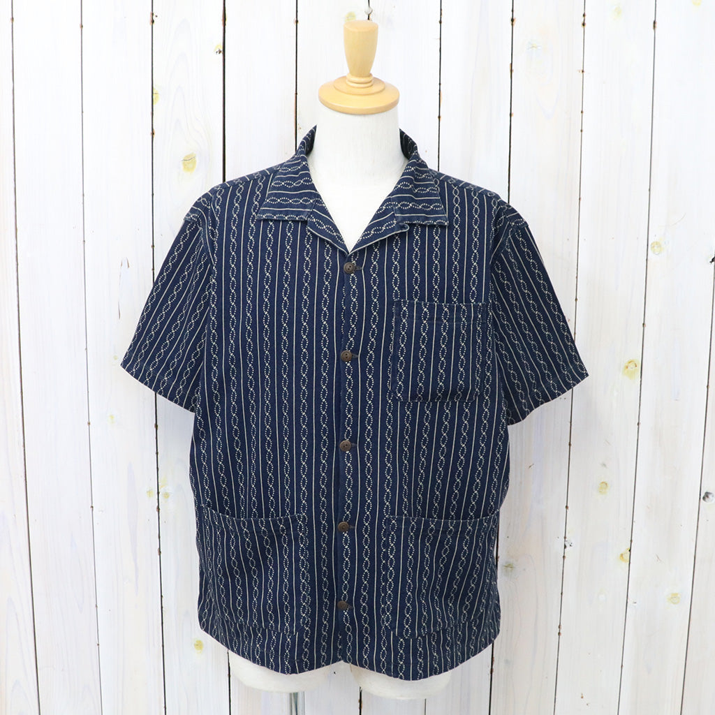Double RL : INDIGO PRINT JERSEY CAMP SHIRT (NAVY)