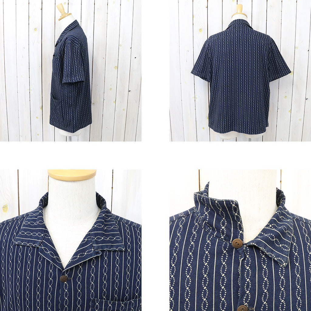 Double RL : INDIGO PRINT JERSEY CAMP SHIRT (NAVY)