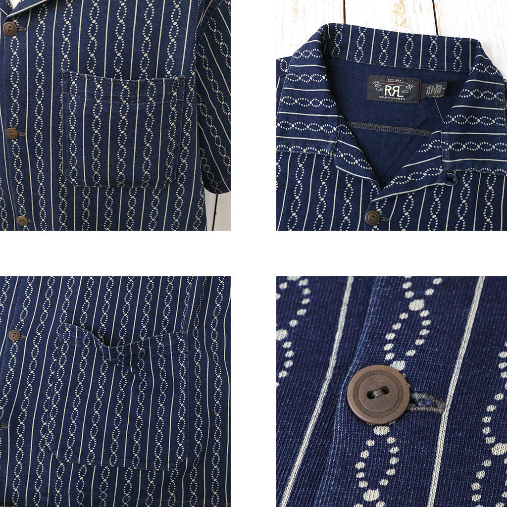 Double RL : INDIGO PRINT JERSEY CAMP SHIRT (NAVY)