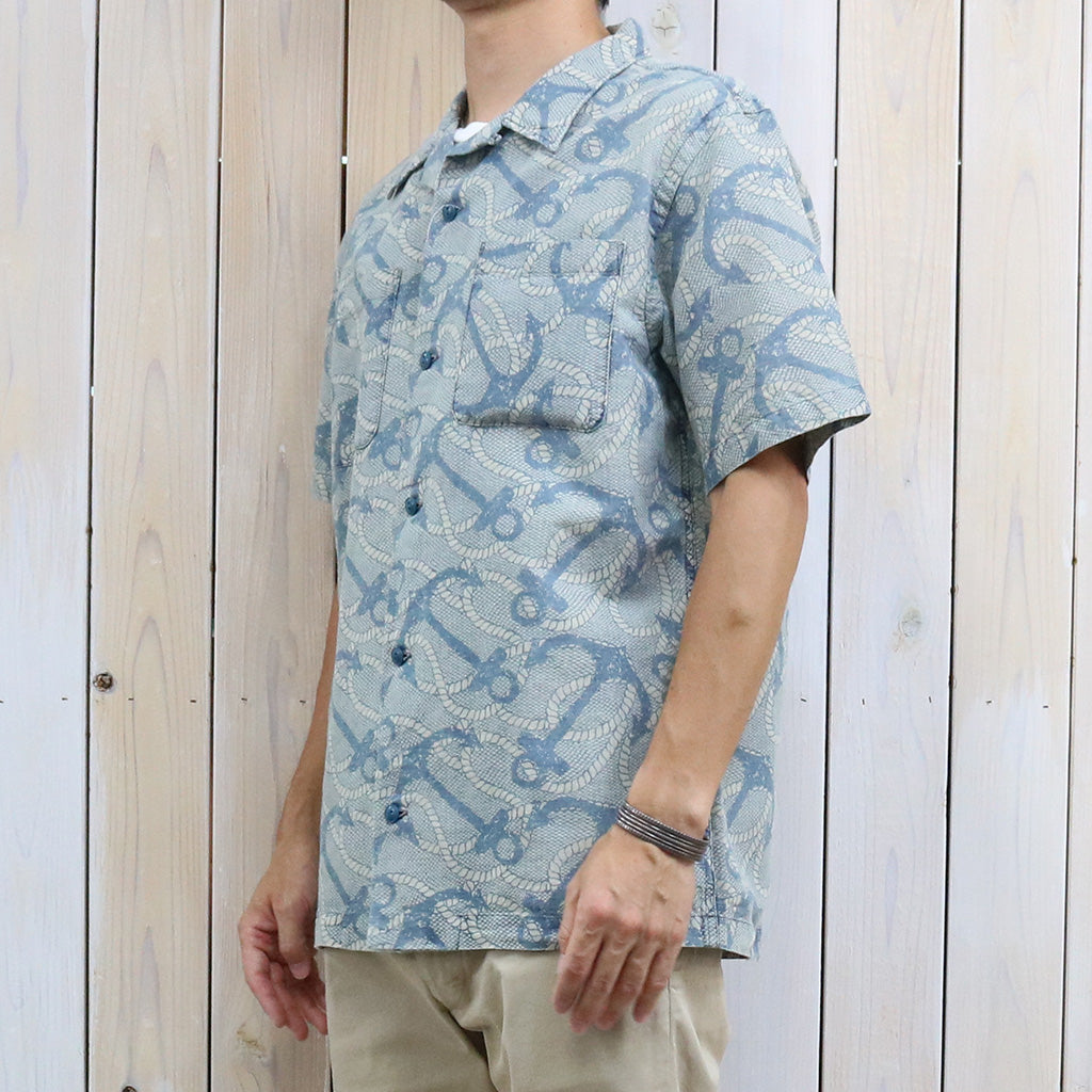 Double RL : INDIGO ANCHOR PRINT CAMP SHIRT