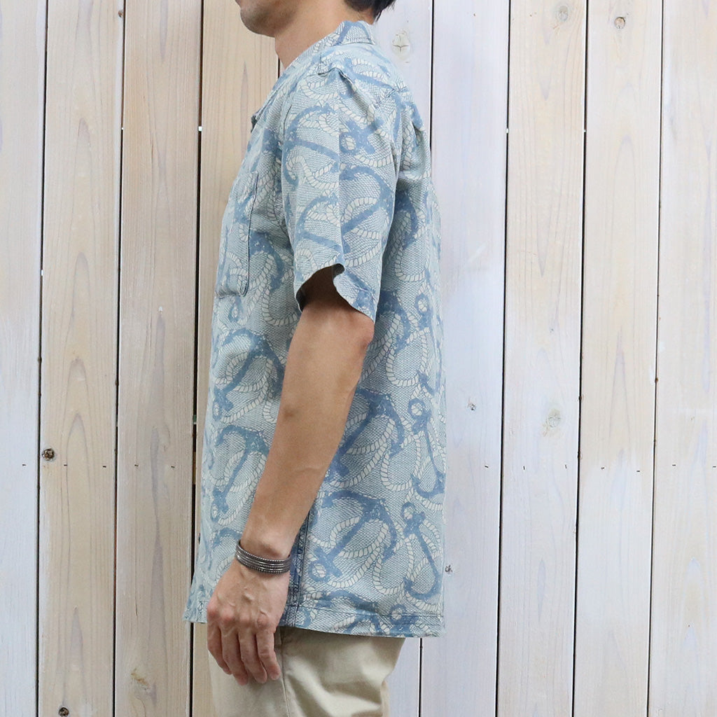 Double RL : INDIGO ANCHOR PRINT CAMP SHIRT